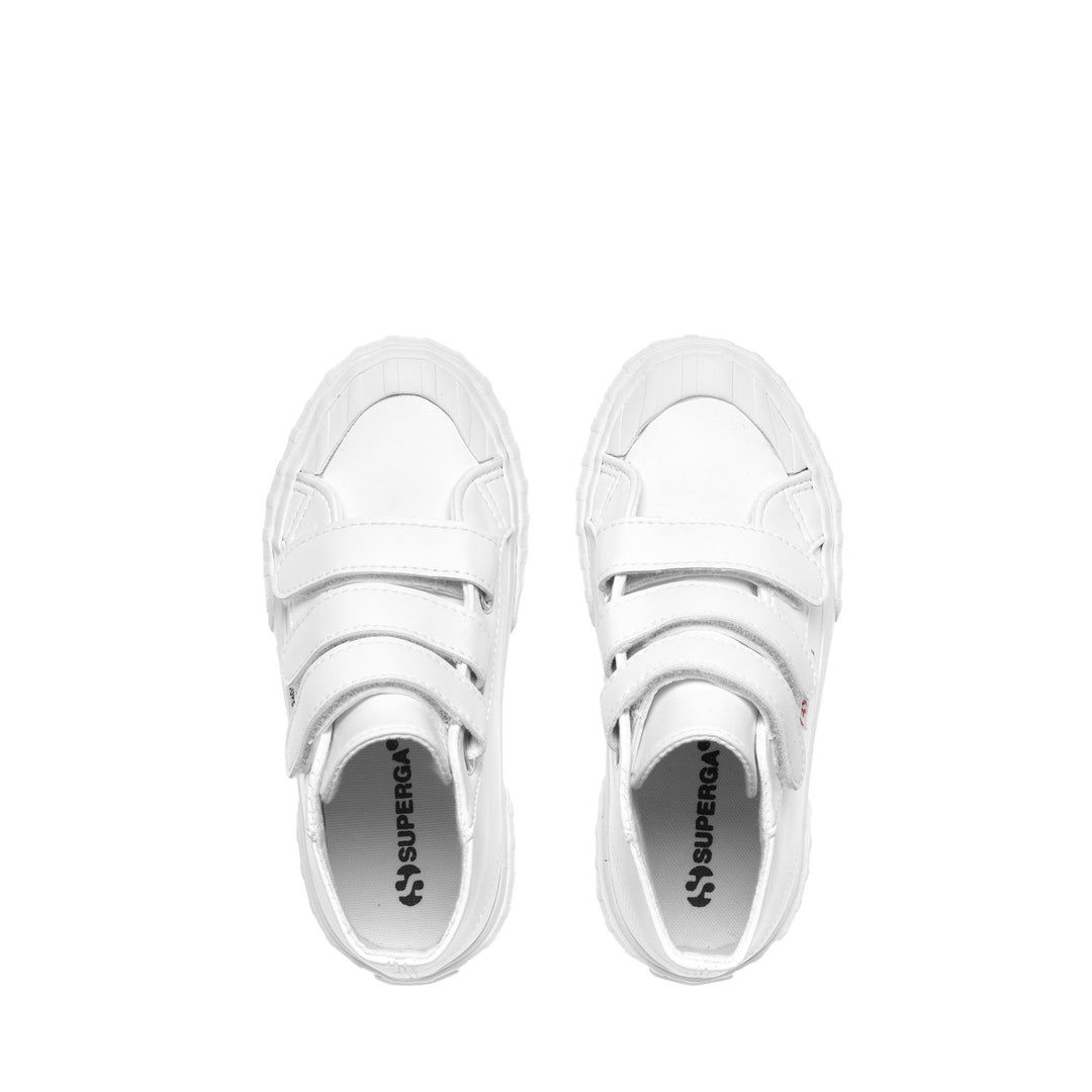 Sneakers Kid unisex 2696 KIDS STRIPE STRAPS SYNTHETIC MATERIAL Mid Cut WHITE Dressed Back (jpg Rgb)		