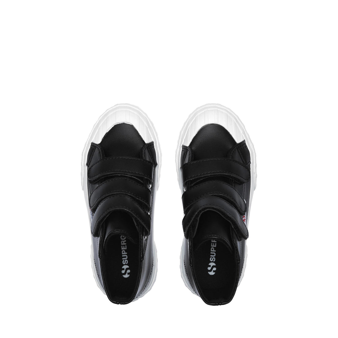 Sneakers Kid unisex 2696 KIDS STRIPE STRAPS SYNTHETIC MATERIAL Mid Cut BLACK Dressed Back (jpg Rgb)		