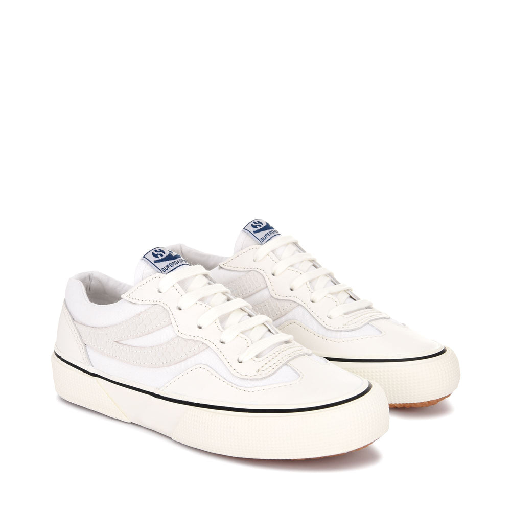 Sneakers Unisex 2941 REVOLLEY SNAKE SUEDE LEATHER Low Cut WHITE AVORIO-BLACK Dressed Front (jpg Rgb)	