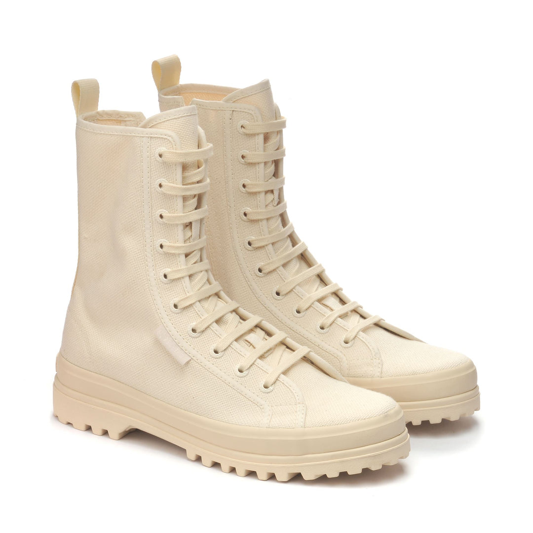 Ankle Boots Woman 2641 ALPINA HIGH Laced BEIGE RAW-F AVORIO Dressed Front (jpg Rgb)	