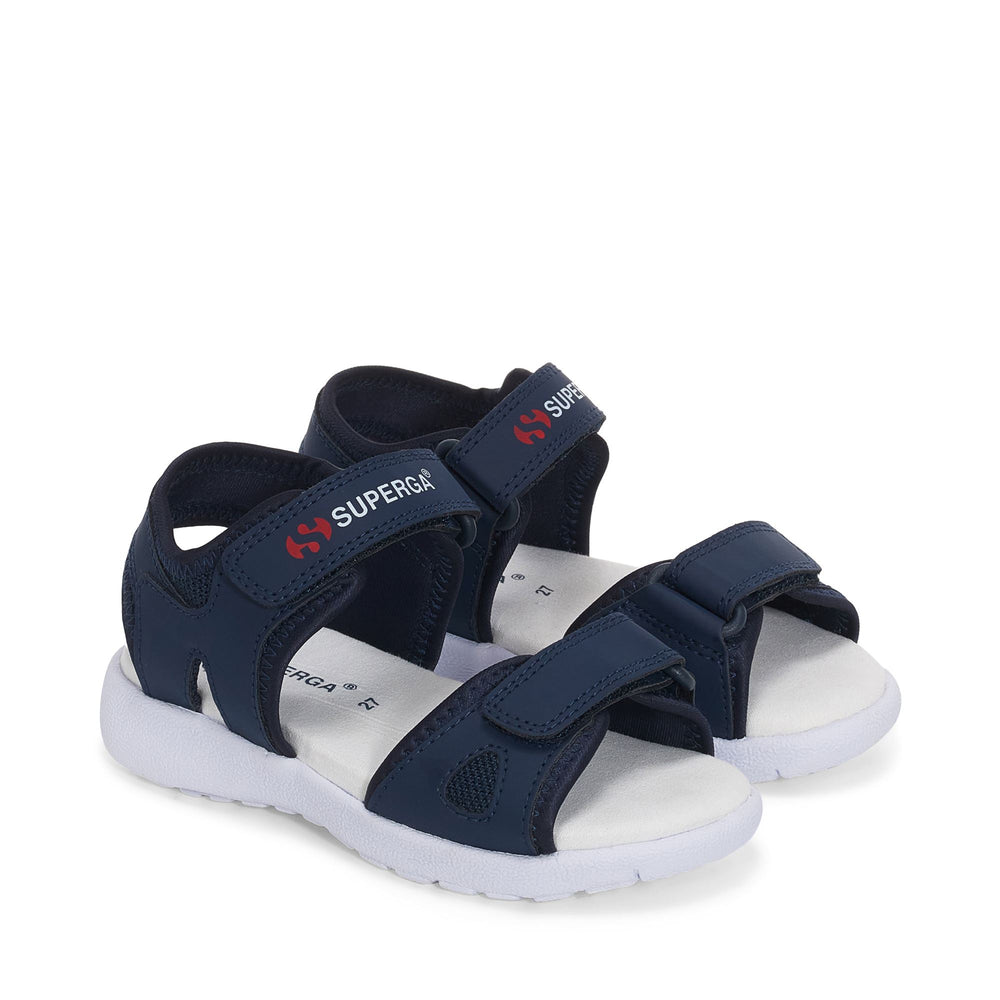 Sandals Kid unisex 3999 KIDS SYNTHETIC MATERIAL Sandal BLUE NAVY-WHITE Dressed Front (jpg Rgb)	