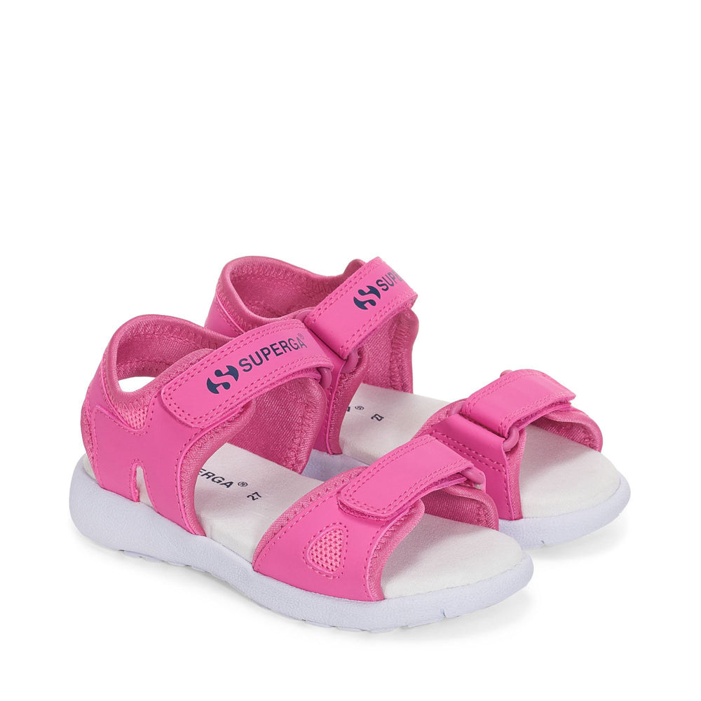 Sandals Kid unisex 3999 KIDS SYNTHETIC MATERIAL Sandal PINK FUCHSIA-WHITE Dressed Front (jpg Rgb)	