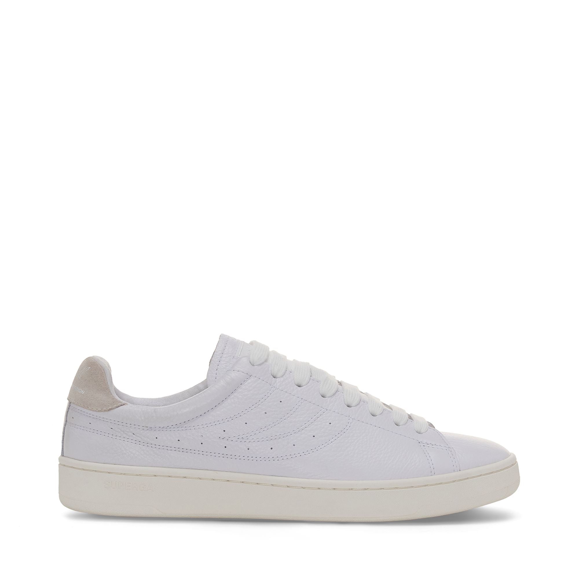 Unisex Low Cut White Sneakers with Leather Upper | Superga