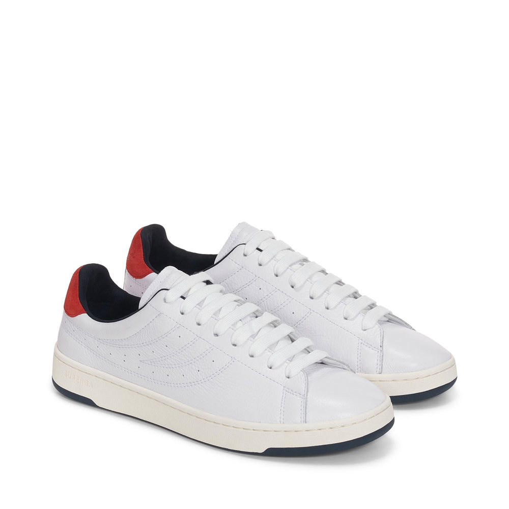 Sneakers Unisex 4833 LENDL MATCH Low Cut WHITE-NAVY-RED Dressed Front (jpg Rgb)	