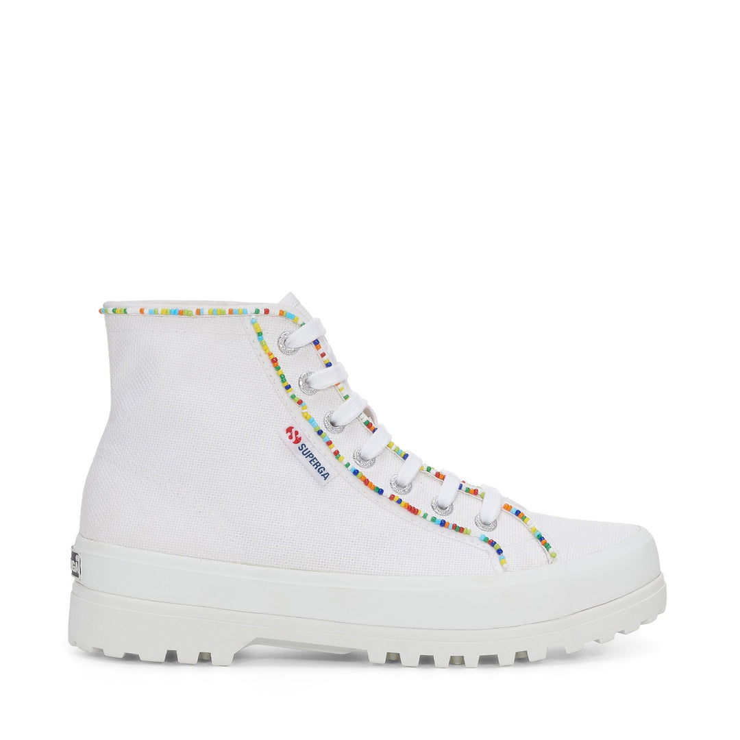 Ankle Boots Woman 2341 ALPINA MULTICOLOR BEADS Laced WHITE-MULTICOLOR BEADS Photo (jpg Rgb)			