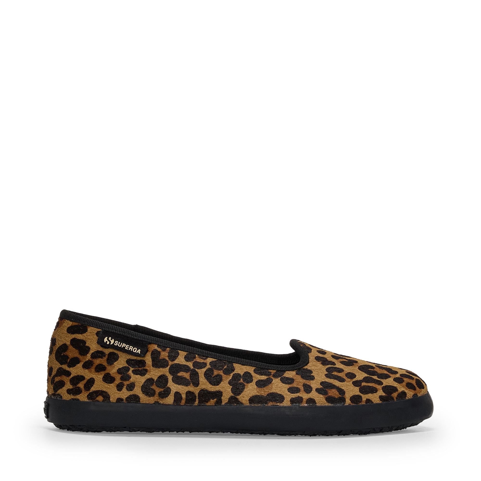 Woman's Leopard Ballerina Flats with Calf Hair Upper | Superga
