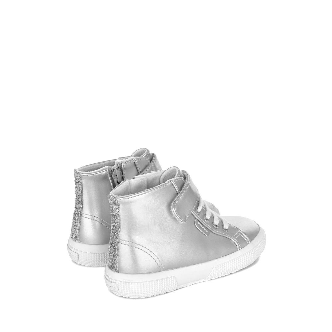 Le Superga Girl 2674 KIDS SYNTHETIC MATERIAL Mid Cut GREY SILVER Dressed Side (jpg Rgb)		