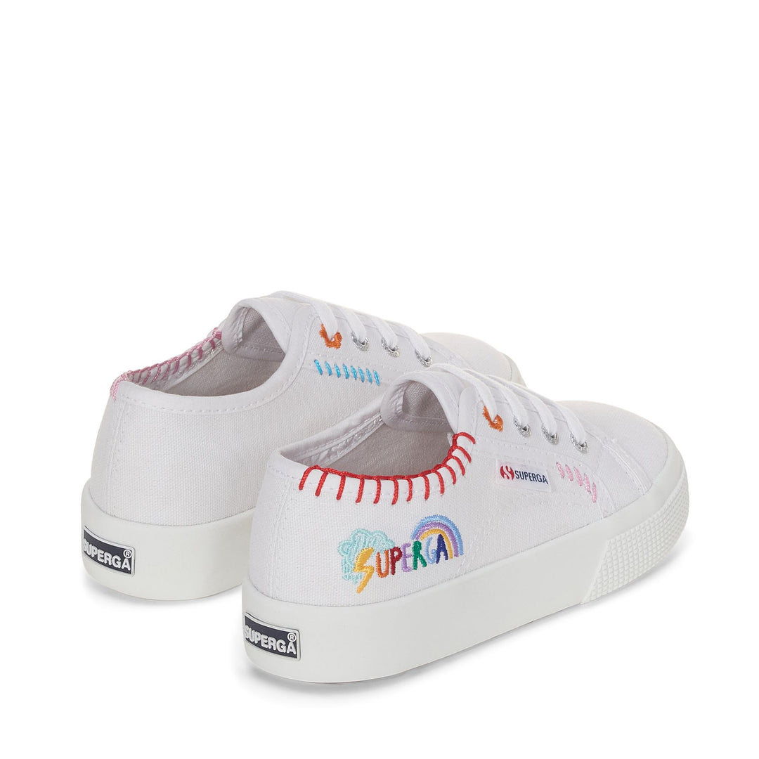 Lady Shoes Girl 2730 KIDS FUNNY LOGO Wedge WHITE-MULTICOLOR VARIABLE CLEAR Dressed Side (jpg Rgb)		