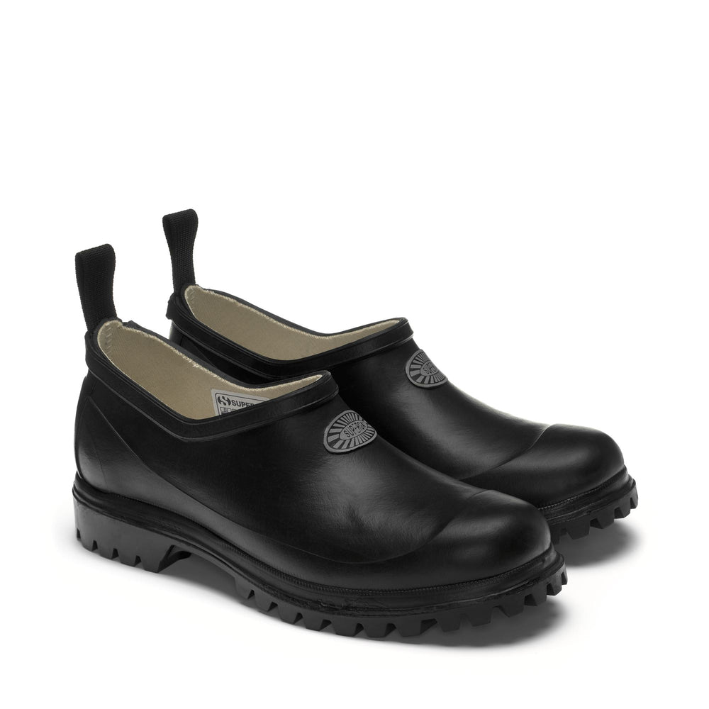 Low Cut Unisex Rubber Black Mules with Cotton Lining 02