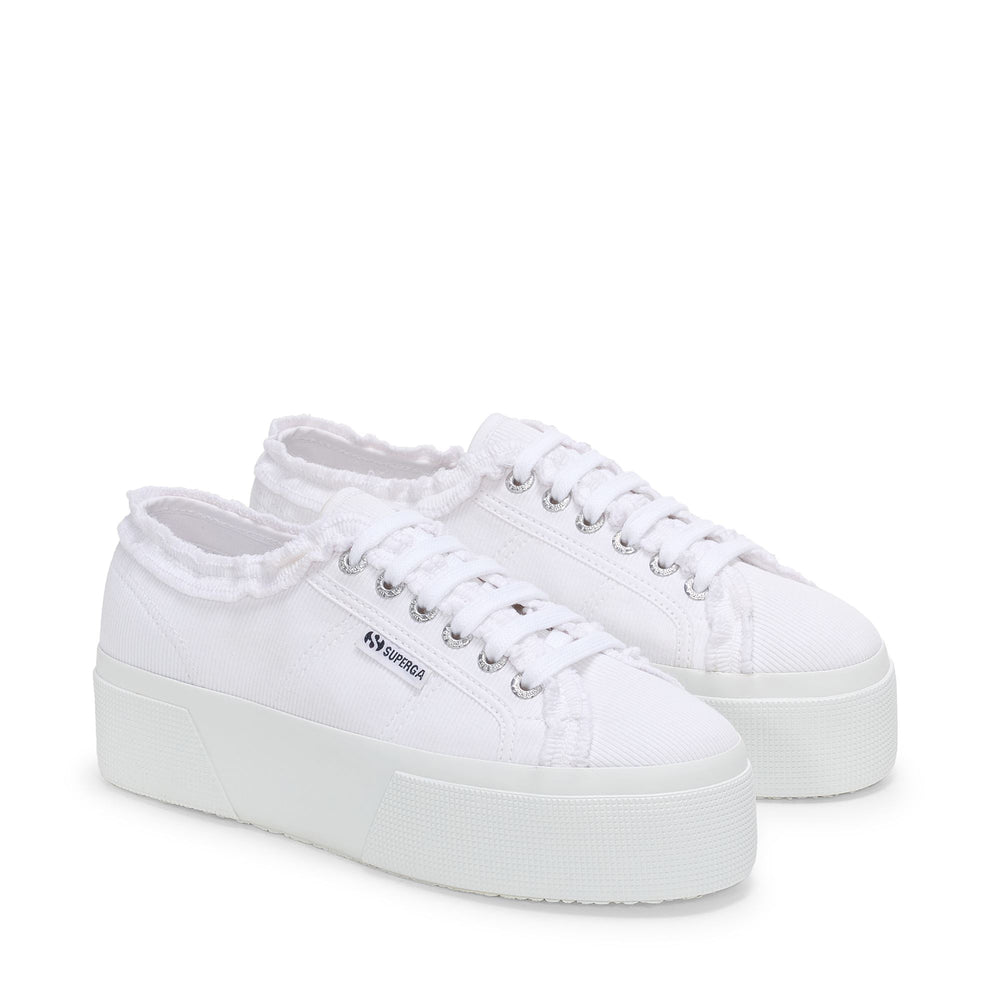 Zapatillas blancas de plataforma para mujer con parte superior de jersey 02