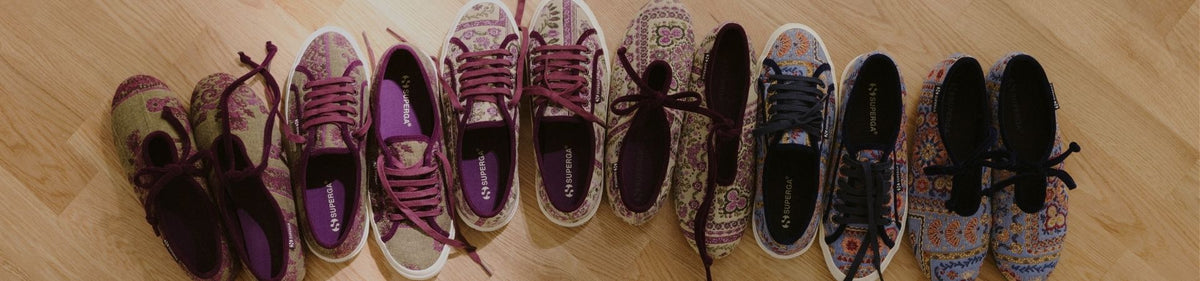 Superga: Tapestry Collection Floral jacquard, velvet trims: a precious detail