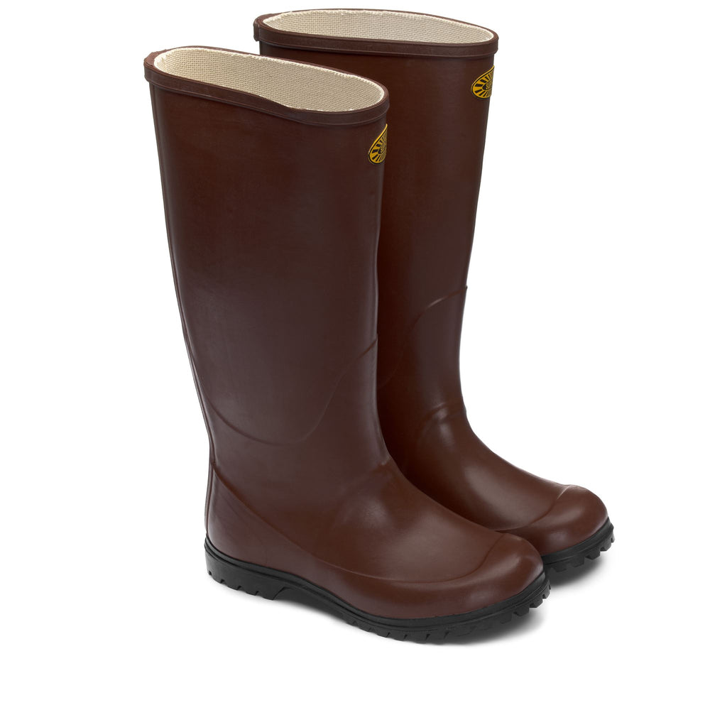Bottes hautes en caoutchouc unisexes de couleur marron 02