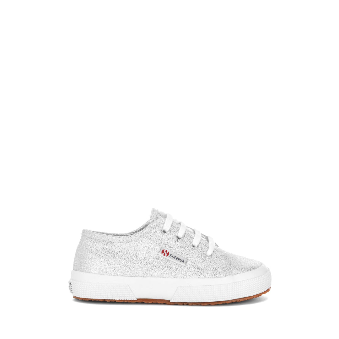 Sneakers per Bambini Colore Grigio con Tomaia in Lamé 01