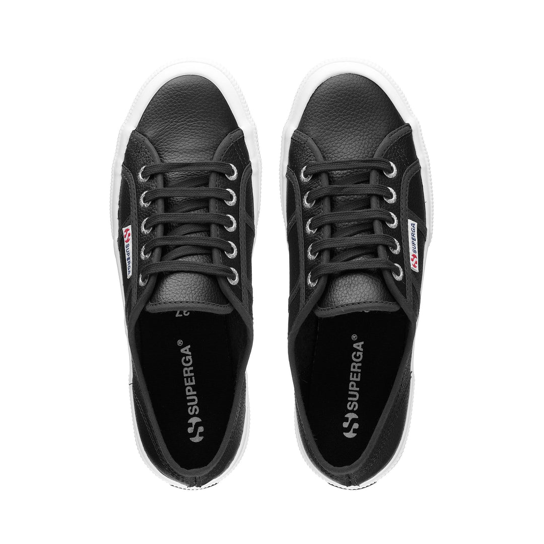 Le Superga Unisex 2750 TUMBLED LEATHER Sneaker BLACK Dressed Back (jpg Rgb)		