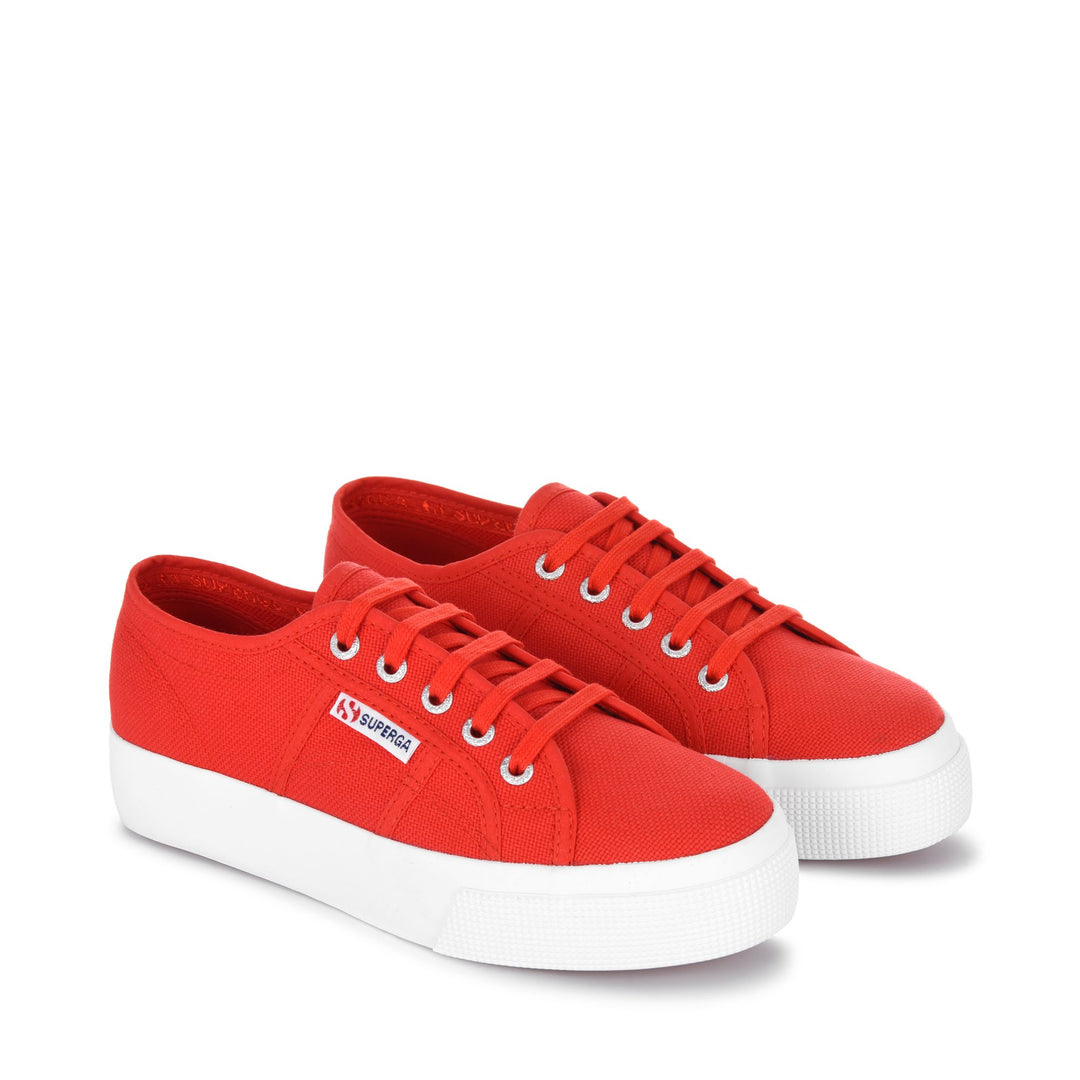 Le Superga Unisex 2730-COTU Sneaker RED-WHITE Dressed Front (jpg Rgb)	