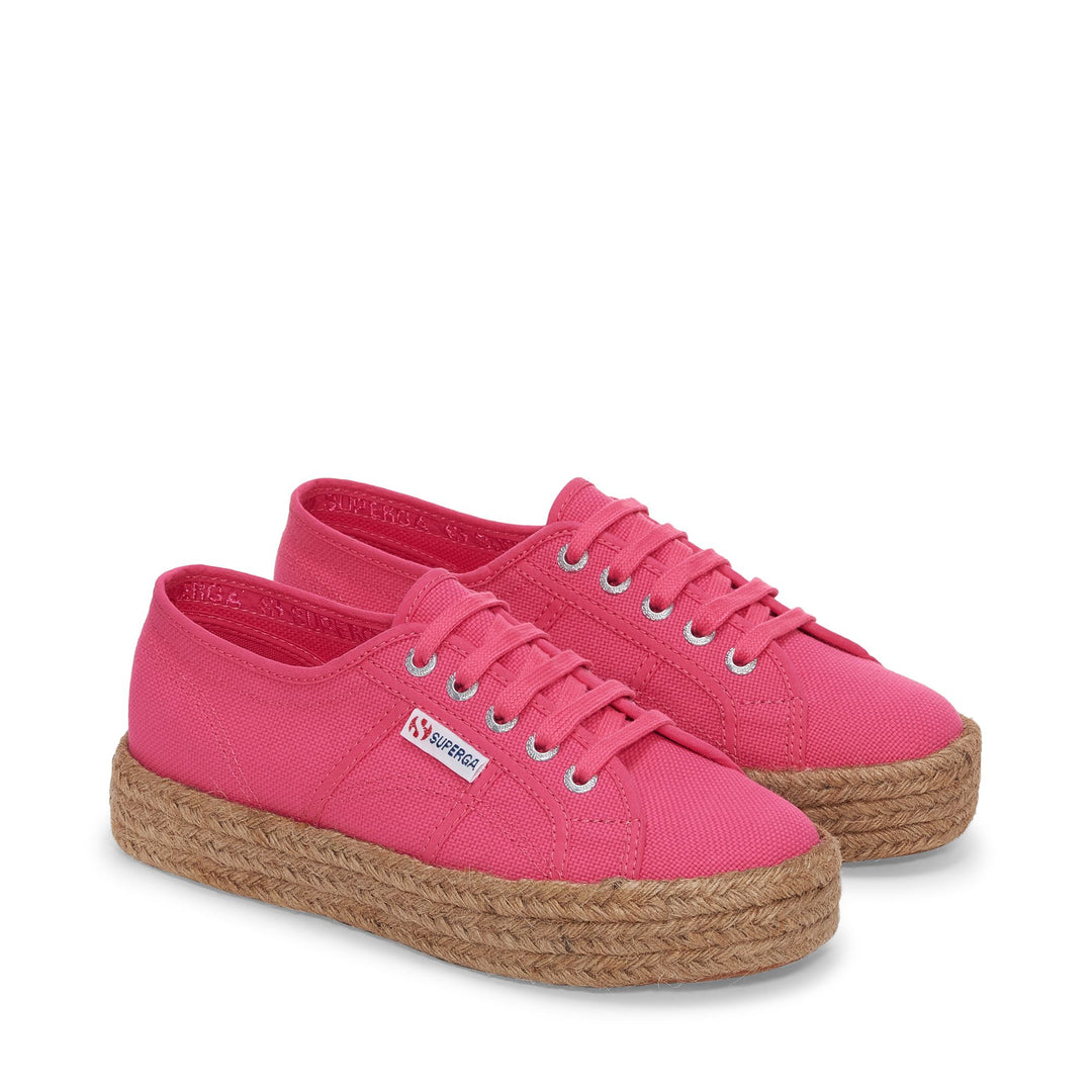 Lady Shoes Woman 2730 ROPE Wedge FUCHSIA PINK Dressed Front (jpg Rgb)	