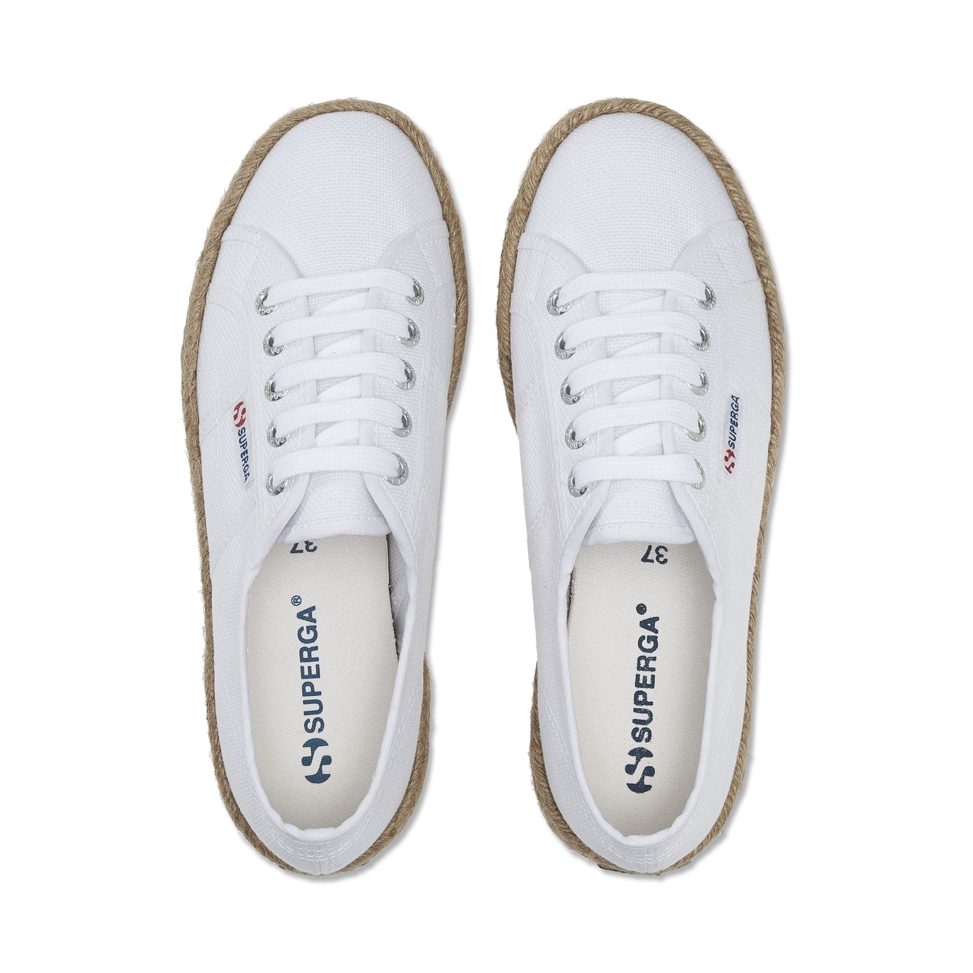 Woman's Platform White Sneakers with Cotton Upper | Superga