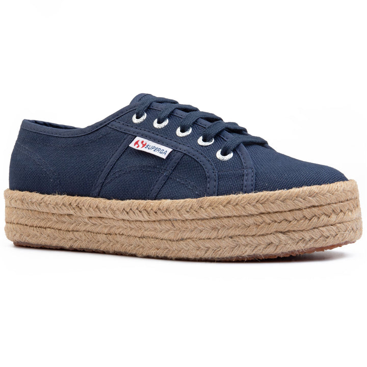 Woman's Platform Blue Sneakers with Cotton Upper 7