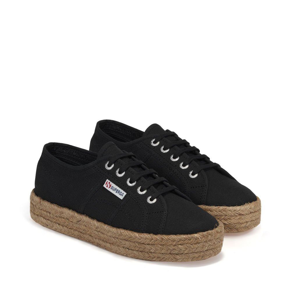 Woman's Platform Black Sneakers with Cotton Upper 02