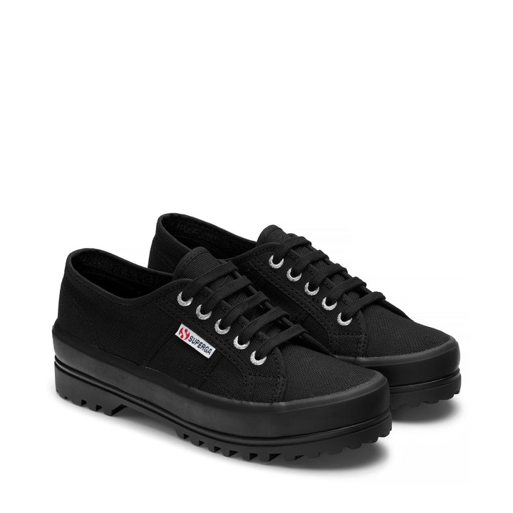 Sneakers basse unisex nere con tomaia in cotone 2