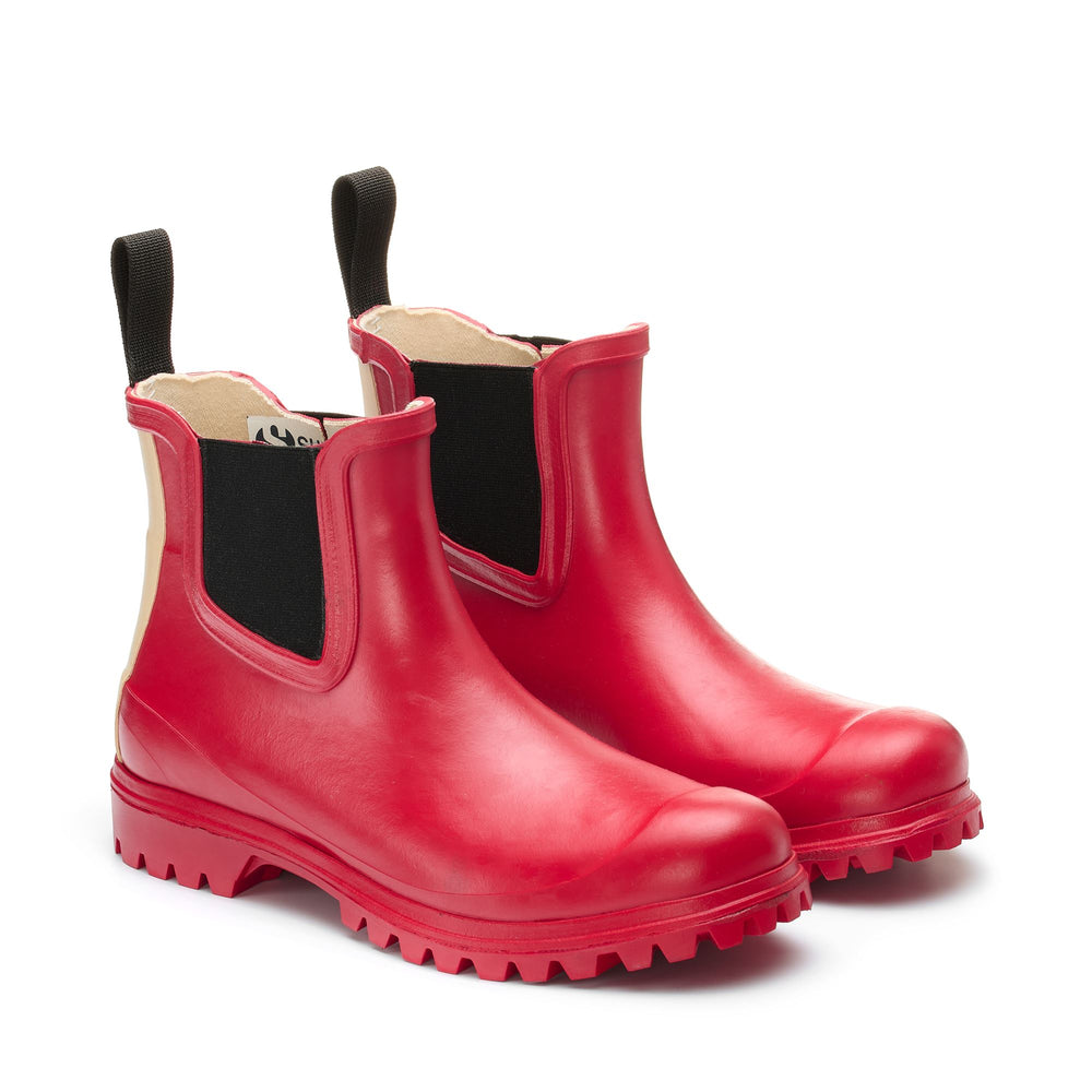 Rubber Boots Unisex 798 RUBBER BOOTS LETTERING Mid Cut RED Dressed Front (jpg Rgb)	