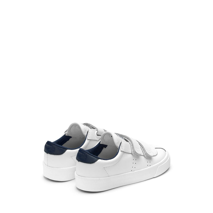 Sneakers Kid unisex 2843 KIDS CLUB S STRAPS ACTION LEATHER Low Cut WHITE-NAVY Dressed Side (jpg Rgb)		