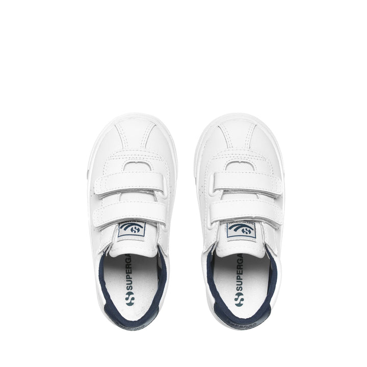 Sneakers Kid unisex 2843 KIDS CLUB S STRAPS ACTION LEATHER Low Cut WHITE-NAVY Dressed Back (jpg Rgb)		