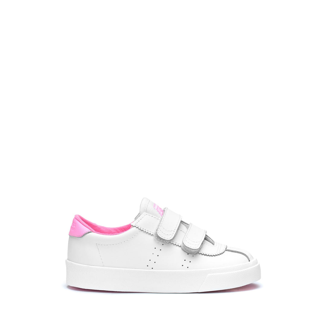 Sneakers Kid unisex 2843 KIDS CLUB S STRAPS ACTION LEATHER Low Cut WHITE-COTTON CANDY Photo (jpg Rgb)			