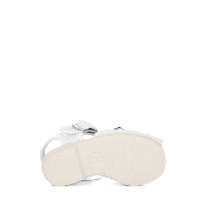 Sandali bianchi da bambina con tomaia in pizzo macramè 5
