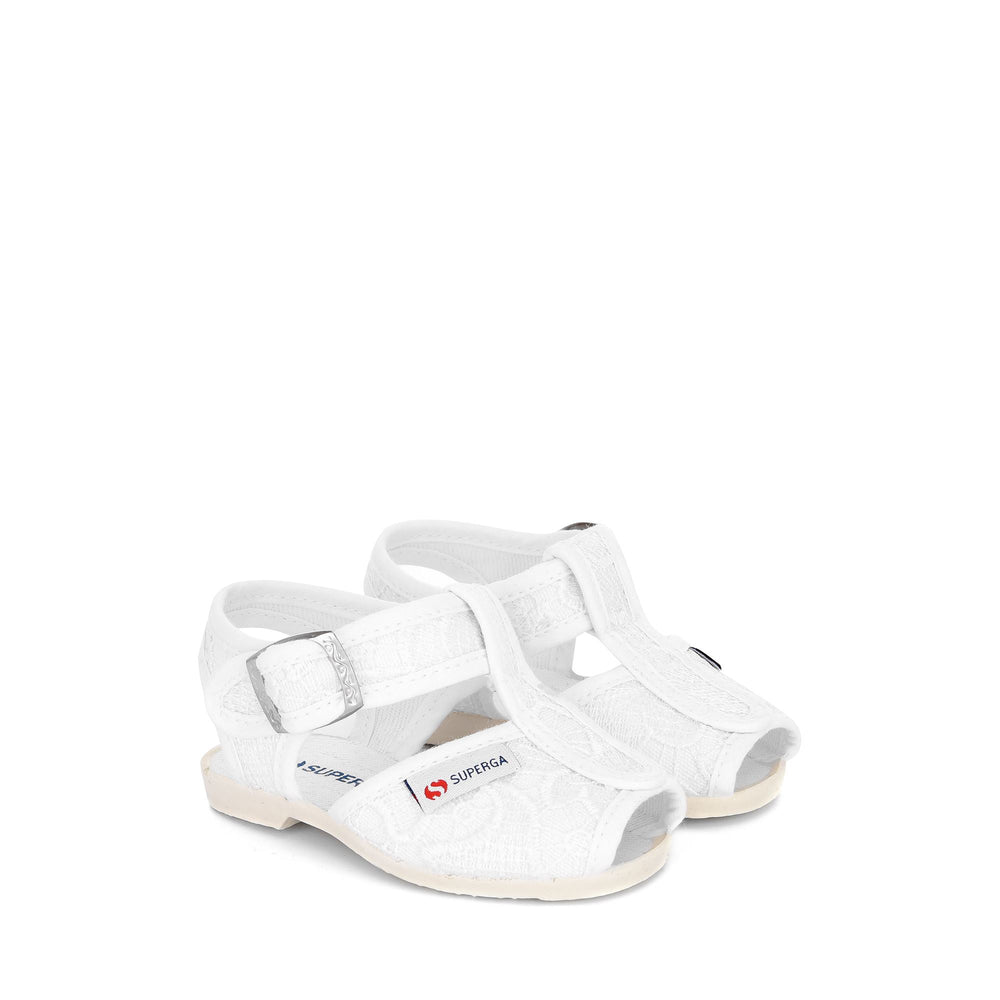 Girl's White Sandals with Macramé Lace Upper 02