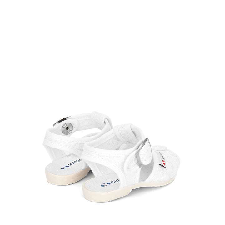 Sandali bianchi da bambina con tomaia in pizzo macramè 3