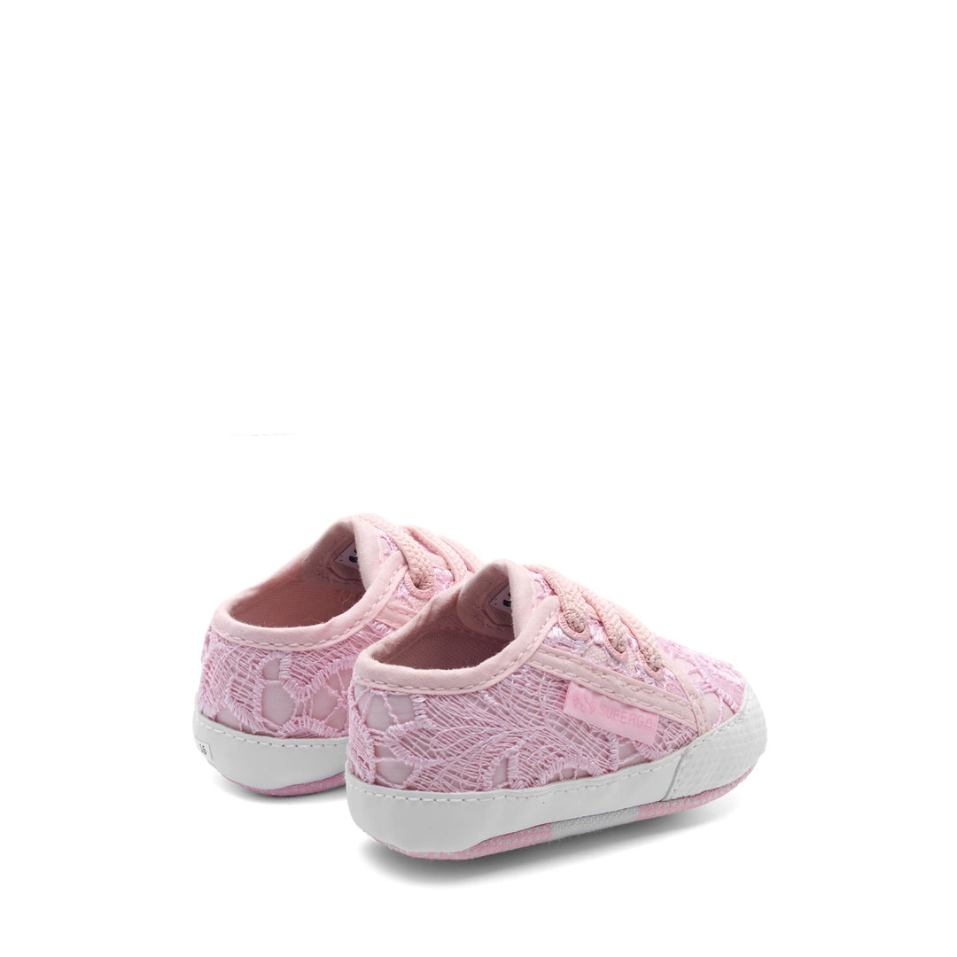 Sneakers basse rosa da bambina con tomaia in pizzo macramè main
