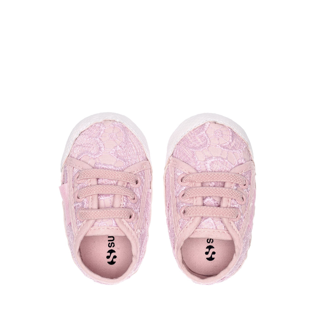 Sneakers basse rosa da bambina con tomaia in pizzo macramè main