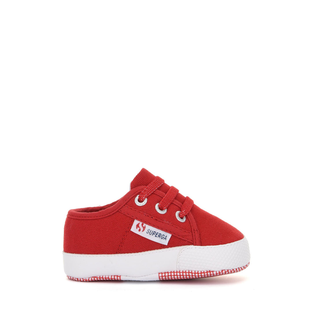 Sneakers basse per bambini in rosso con tomaia in cotone 01