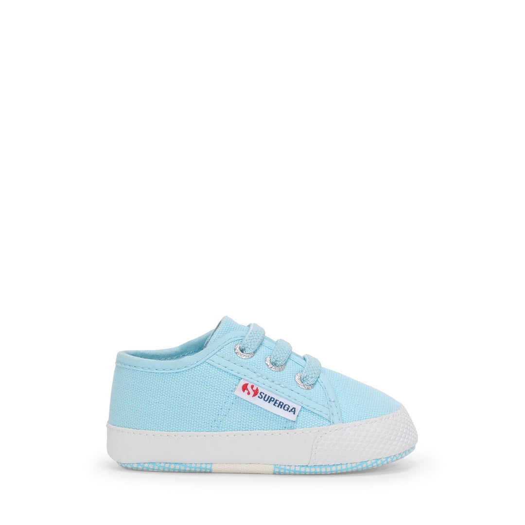 Sneakers basse per bambini in blu con tomaia in cotone 01