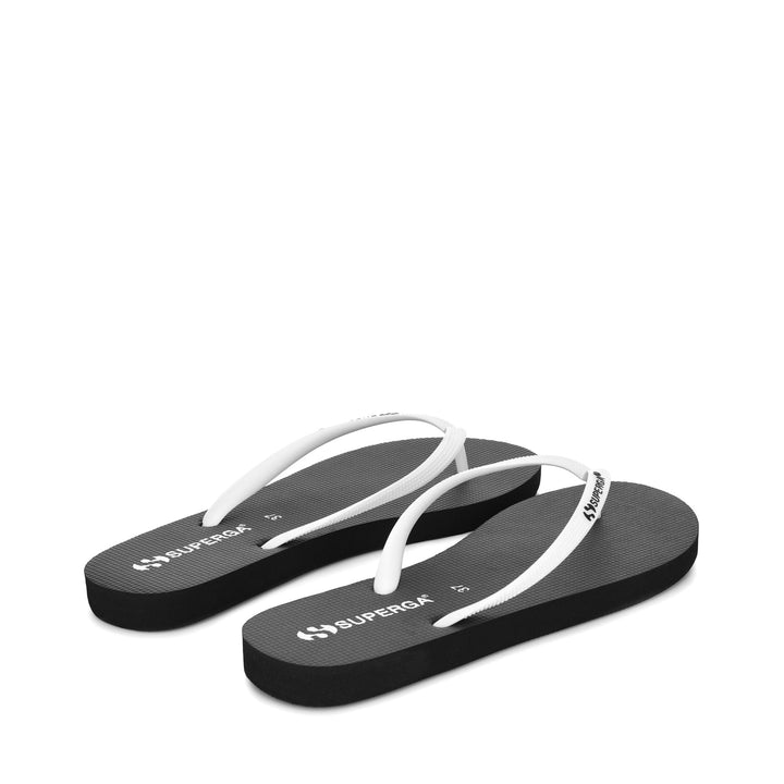 Slippers Woman 4121 FLIP FLOPS Flip-Flop BLACK-WHITE Dressed Side (jpg Rgb)		