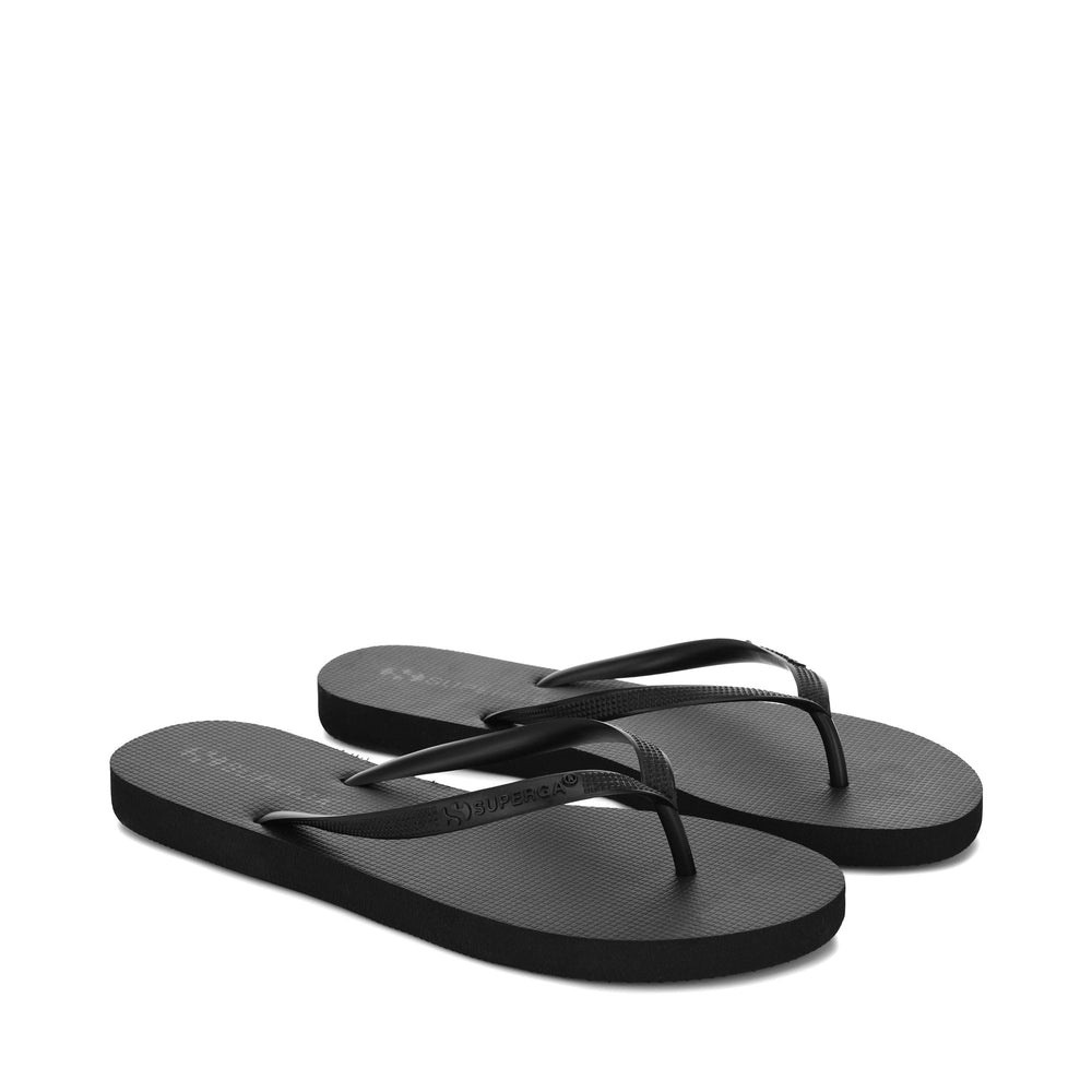 Slippers Woman 4121 FLIP FLOPS Flip-Flop TOTAL BLACK Dressed Front (jpg Rgb)	