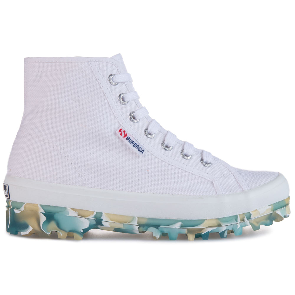Ankle Boots Unisex 2341 ALPINA MARBLEGUM Laced WHITE-BEIGE SAND-GREEN TEAL Dressed Front (jpg Rgb)	