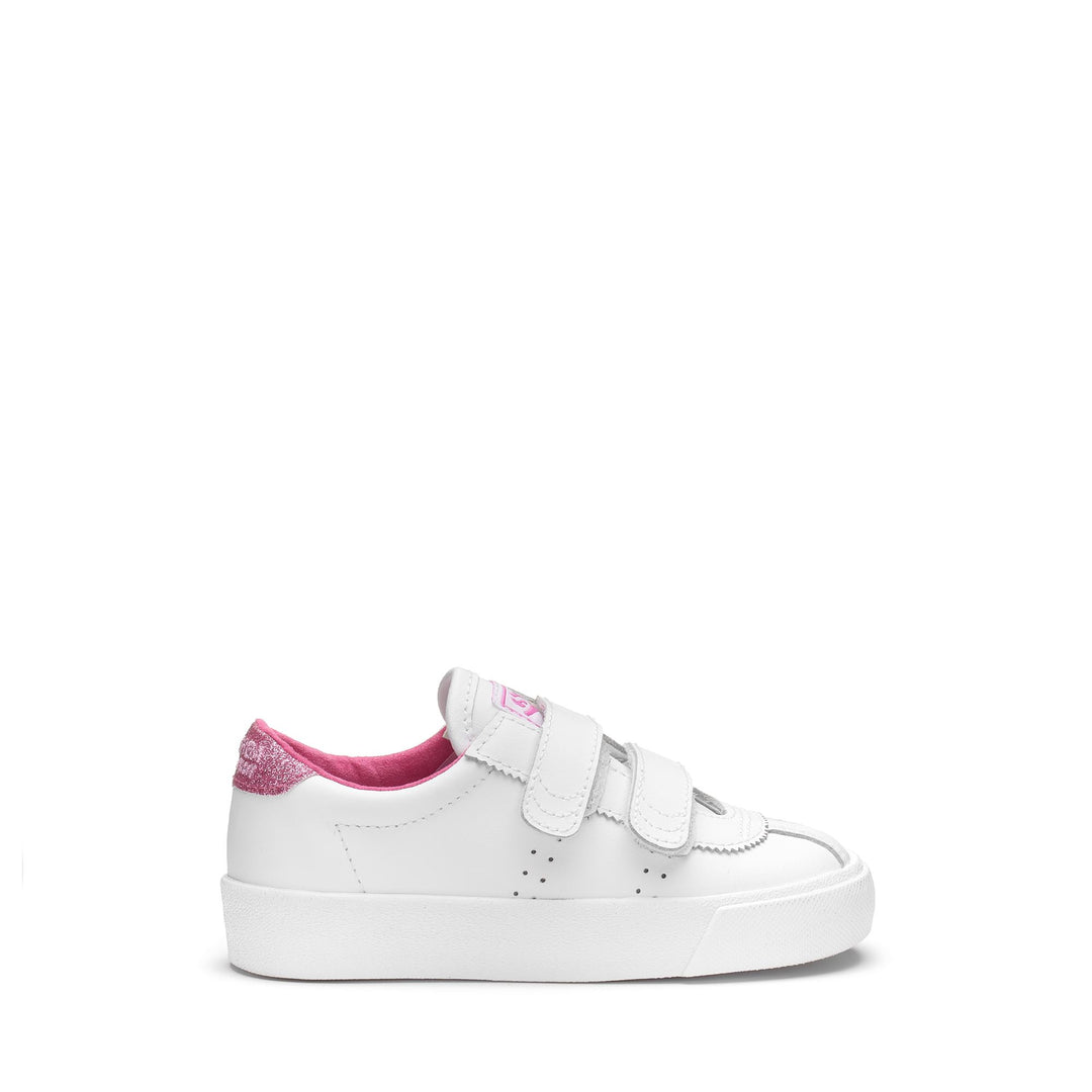 Sneakers Girl 2843 KIDS CLUB S STRAPS LEATHER GLITTER HEELTAB Low Cut WHITE-ROSE Photo (jpg Rgb)			
