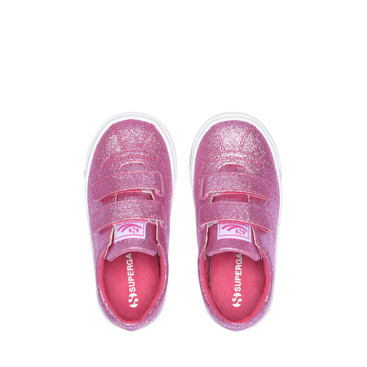 Sneakers Girl 2843 KIDS CLUB S STRAPS GLITTER Low Cut ROSE Dressed Back (jpg Rgb)		