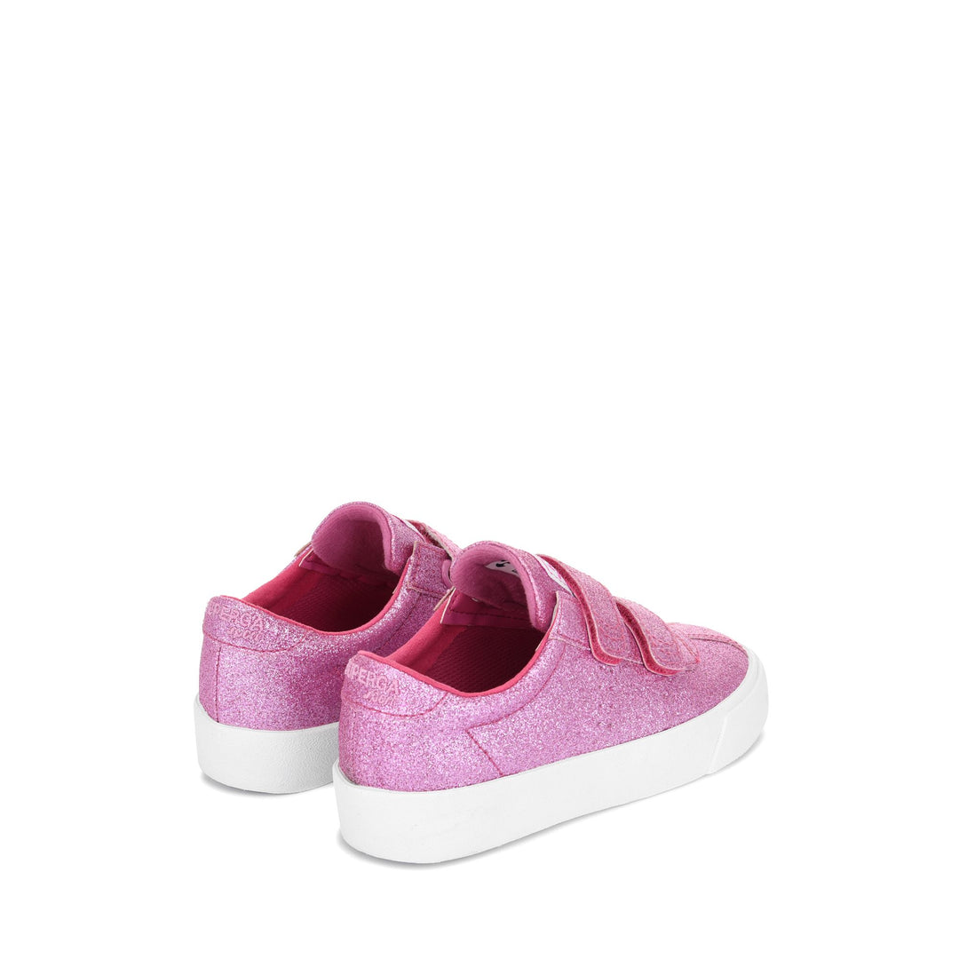 Sneakers Girl 2843 KIDS CLUB S STRAPS GLITTER Low Cut ROSE Dressed Side (jpg Rgb)		