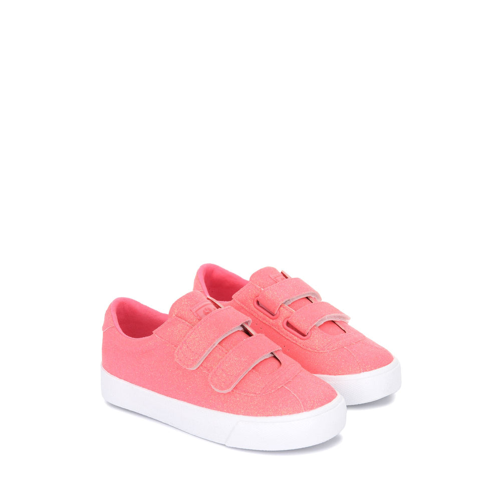 Sneakers Girl 2843 KIDS CLUB S STRAPS GLITTER Low Cut COTTON CANDY Dressed Front (jpg Rgb)	