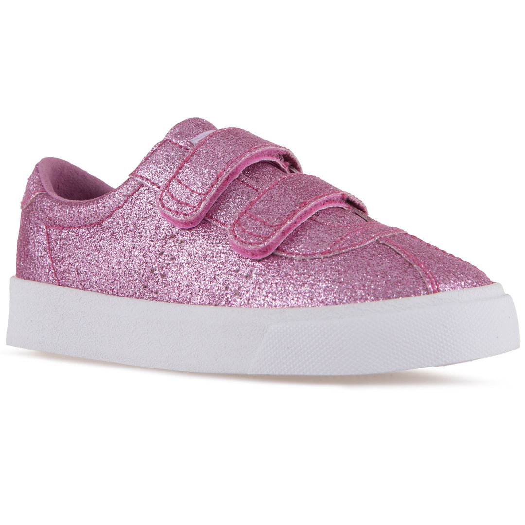 Sneakers Girl 2843 KIDS CLUB S STRAPS GLITTER Low Cut PINK MAUVE Detail Double				