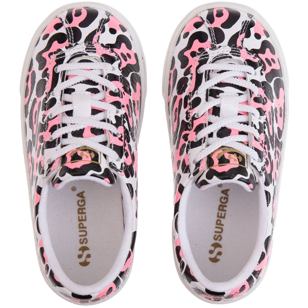 Sneakers Girl 2843 KIDS CLUB S PRINTED LEATHER Low Cut WHITE-COTTON CANDY LEOPARD Dressed Back (jpg Rgb)		