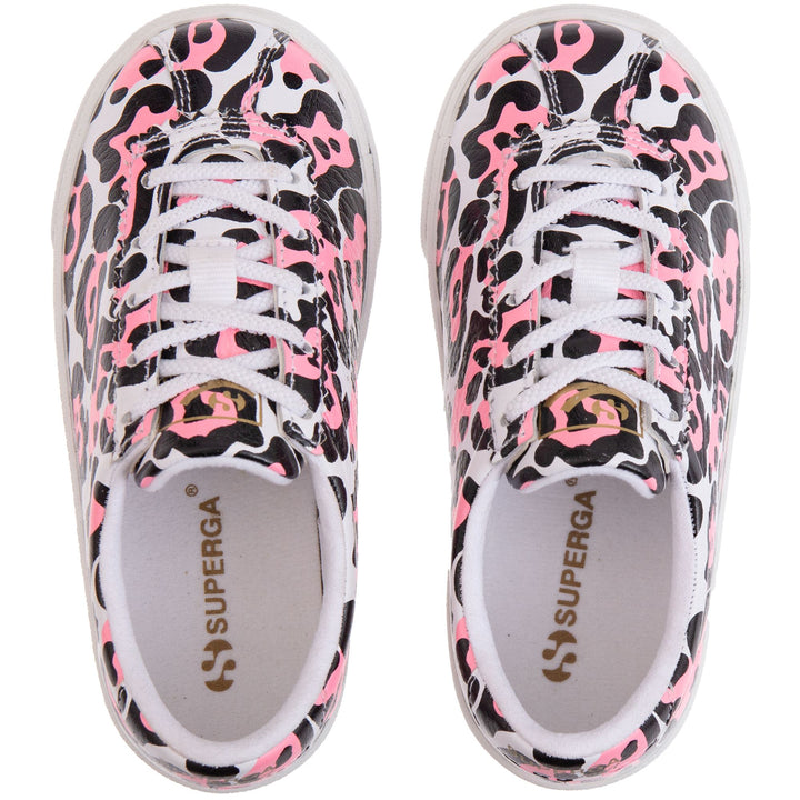 Sneakers Girl 2843 KIDS CLUB S PRINTED LEATHER Low Cut WHITE-COTTON CANDY LEOPARD Dressed Back (jpg Rgb)		