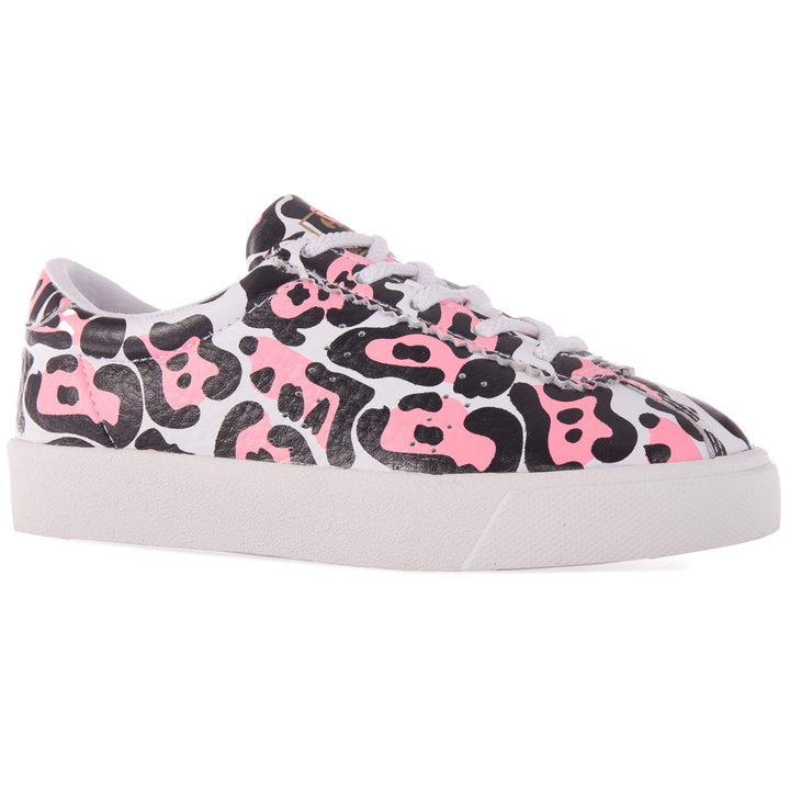 Sneakers Girl 2843 KIDS CLUB S PRINTED LEATHER Low Cut WHITE-COTTON CANDY LEOPARD Detail Double				