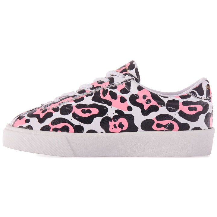 Sneakers Girl 2843 KIDS CLUB S PRINTED LEATHER Low Cut WHITE-COTTON CANDY LEOPARD Dressed Side (jpg Rgb)		