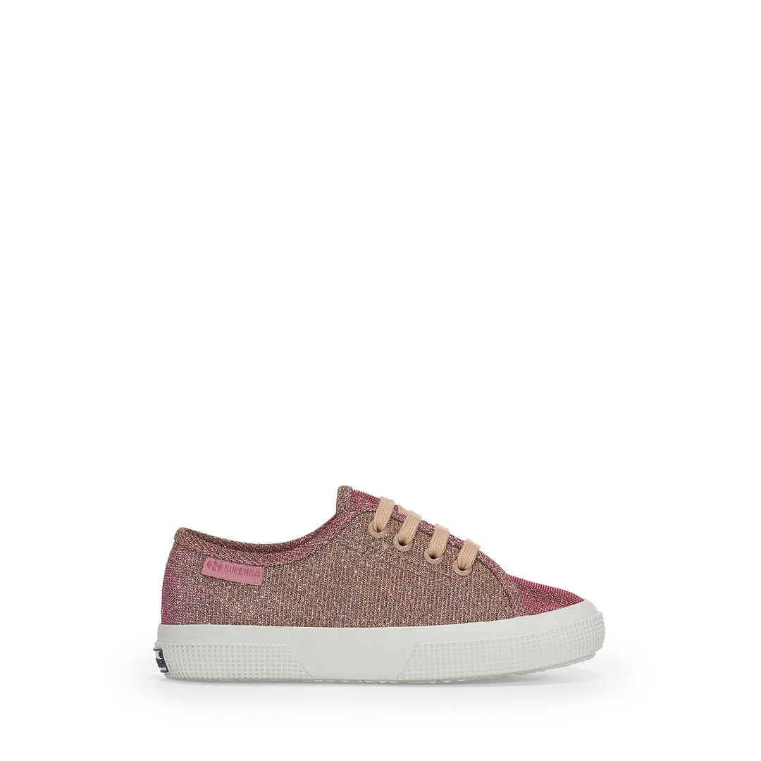 Girl's Low Cut Sneakers Platinum with Jersey Lamé Upper 01