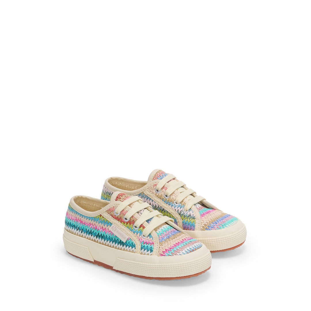 Sneakers viola da bambina con tomaia in rafia main