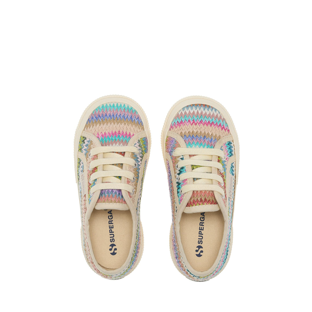 Sneakers viola da bambina con tomaia in rafia main
